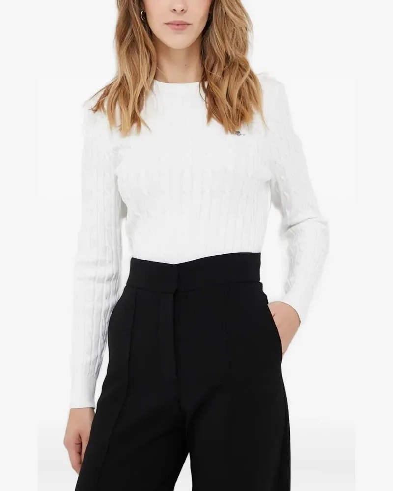 Gant Pullover mit Zopfmuster - Weiß Weiß