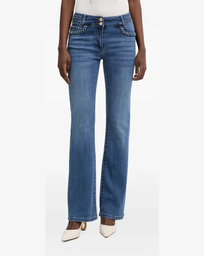 Morgan Bootcut-Jeans mit Flechtbesatz - Blau Blau