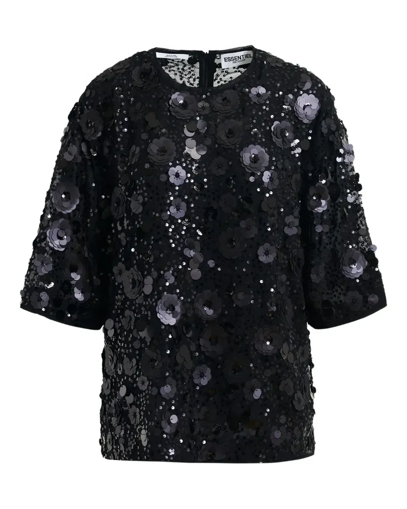 Essentiel Isparkle Bluse mit Pailletten - Schwarz Schwarz