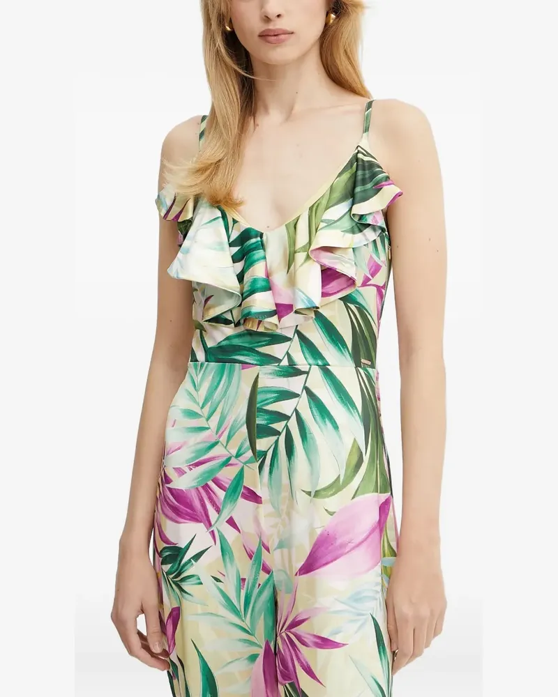 Guess Gerüschter Jumpsuit mit tropischem Print - Nude Nude