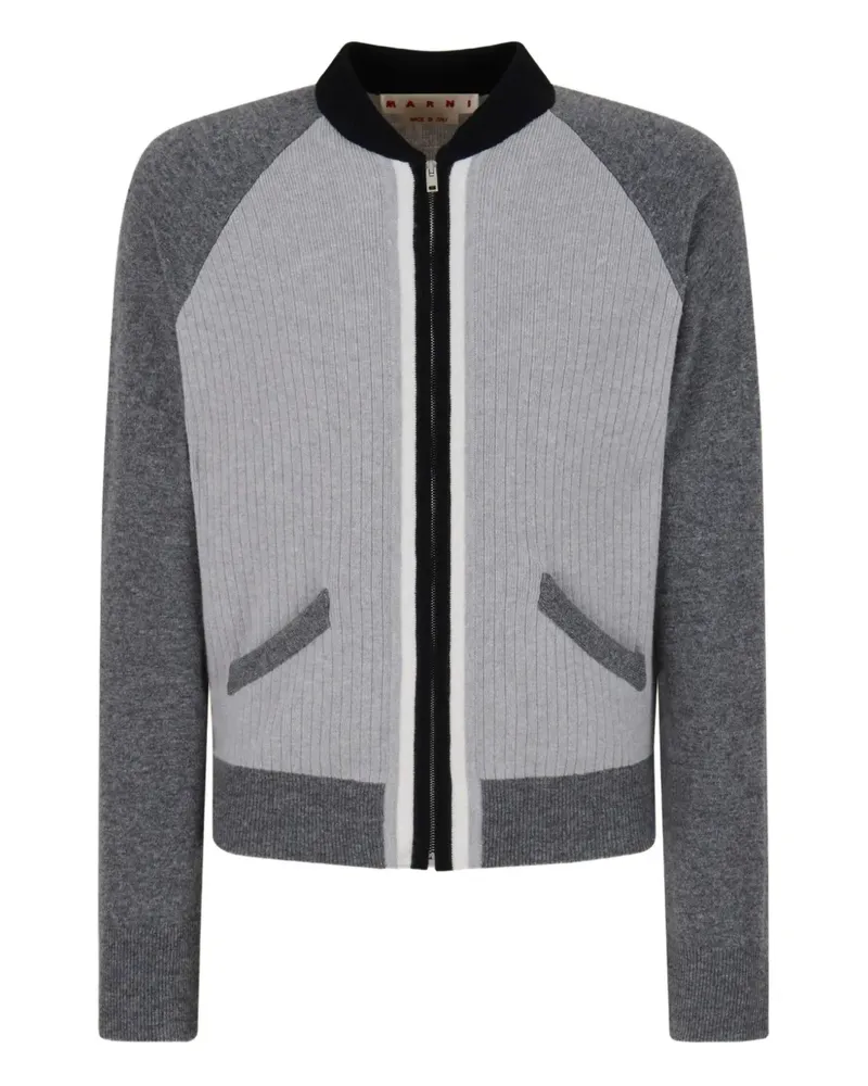 Marni Sweatshirtjacke mit geripptem Einsatz - Grau Grau