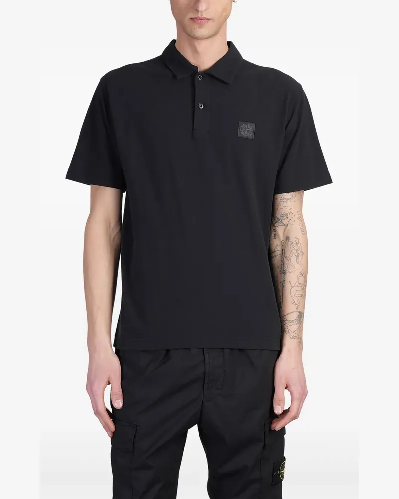 Stone Island Poloshirt mit Kompass - Schwarz Schwarz