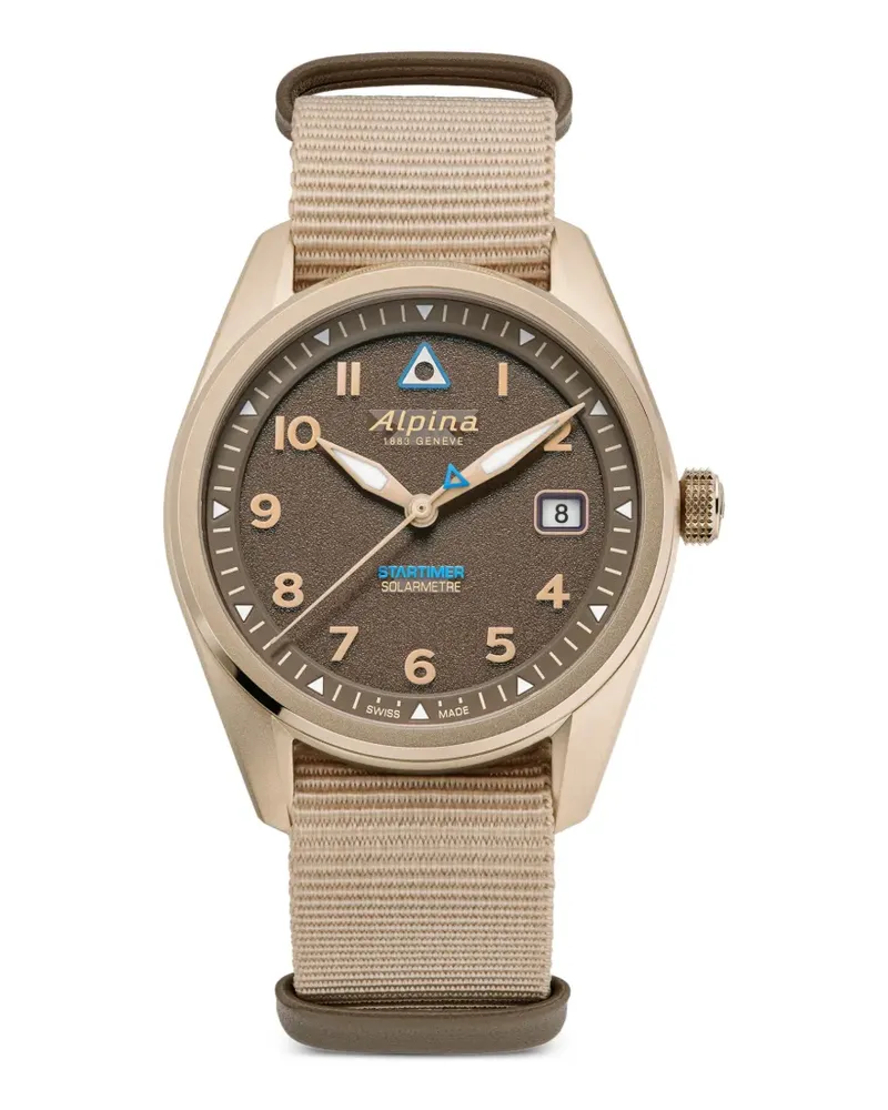 Alpina Watches Startimer Pilot Solarmetre Armbanduhr 38mm - Braun Braun