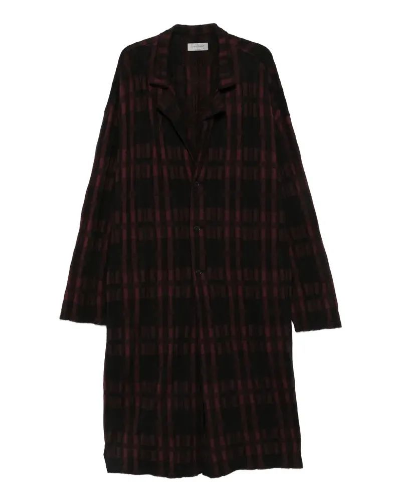 Yohji Yamamoto check-pattern notched-lapel coat - Schwarz Schwarz