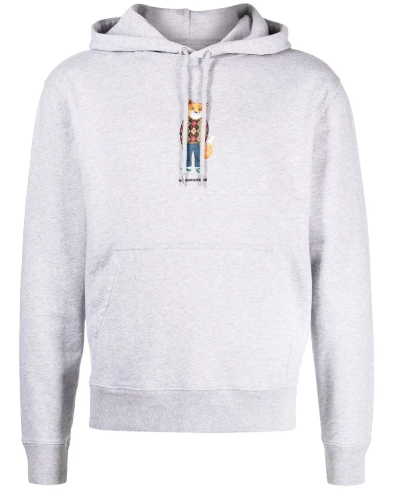 Kitsuné Melierter Hoodie mit Fuchs-Print - Grau Grau