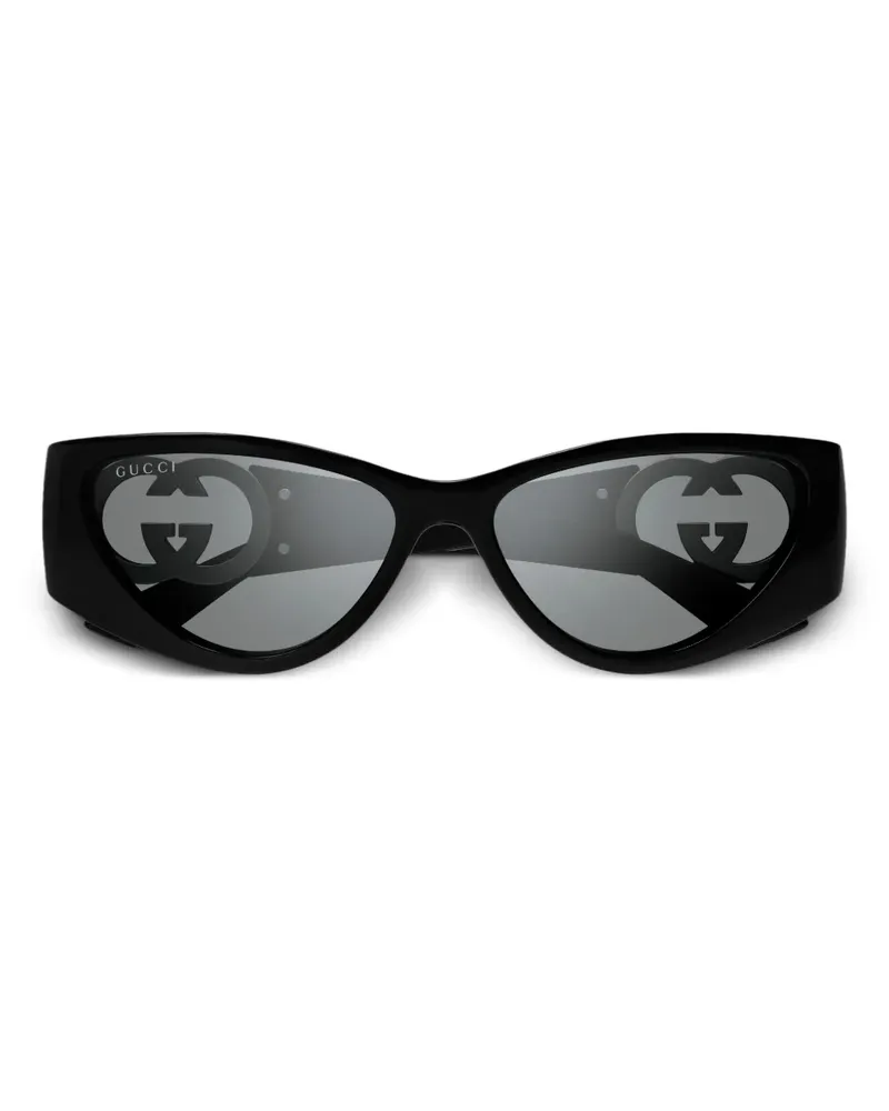 Gucci Sonnenbrille mit ovalem Gestell - Schwarz Schwarz