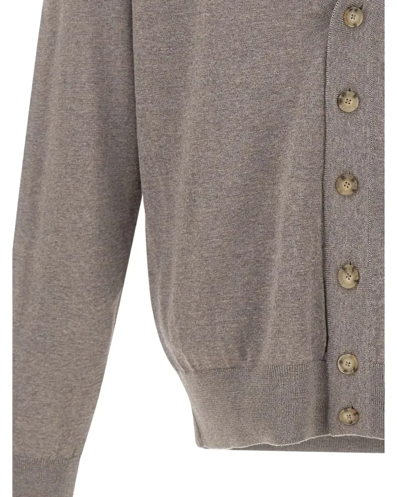 HUGO BOSS buttoned cardigan in extra-fine merino wool - Braun Braun