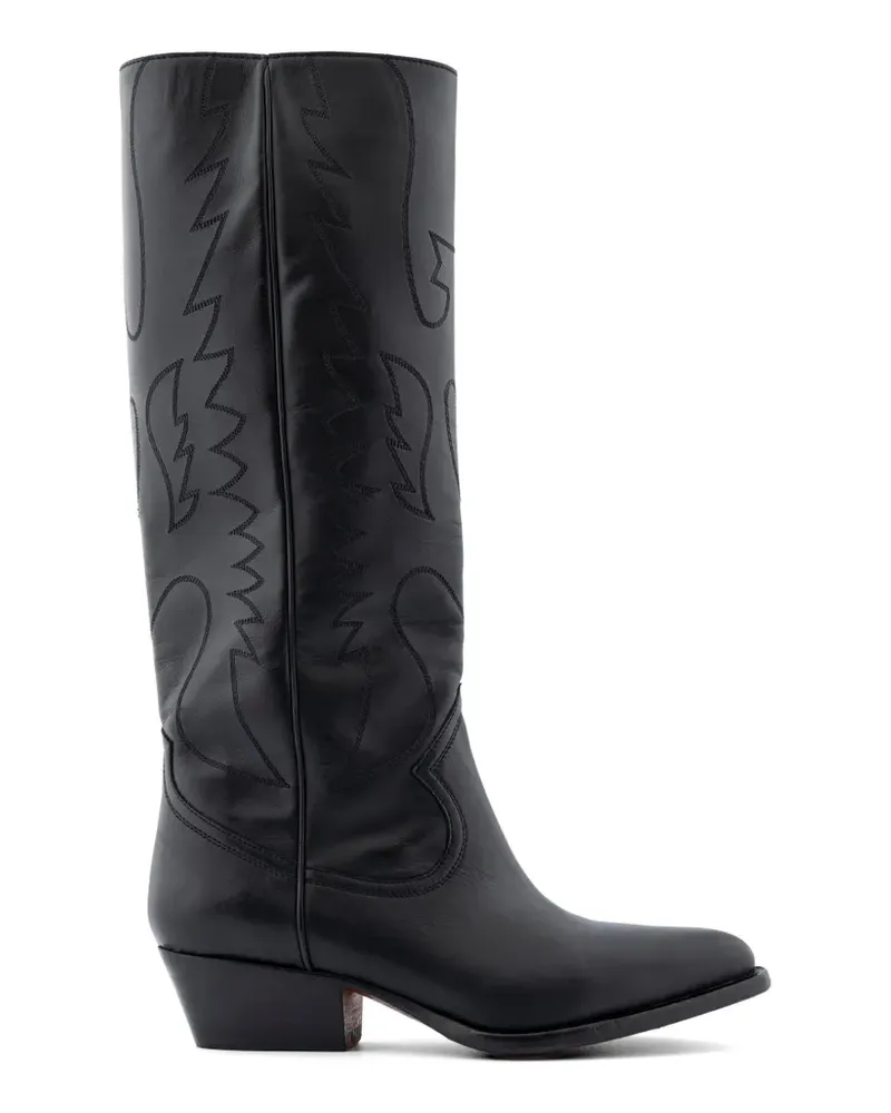 Buttero Kniehohe Stiefel mit Stickerei - Schwarz Schwarz