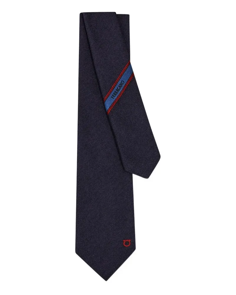 Ferragamo embroidered-logo tie - Blau Blau