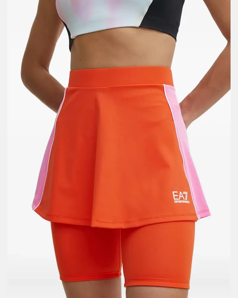 EA7 VENTUS7 Minirock mit Logo-Print - Orange Orange