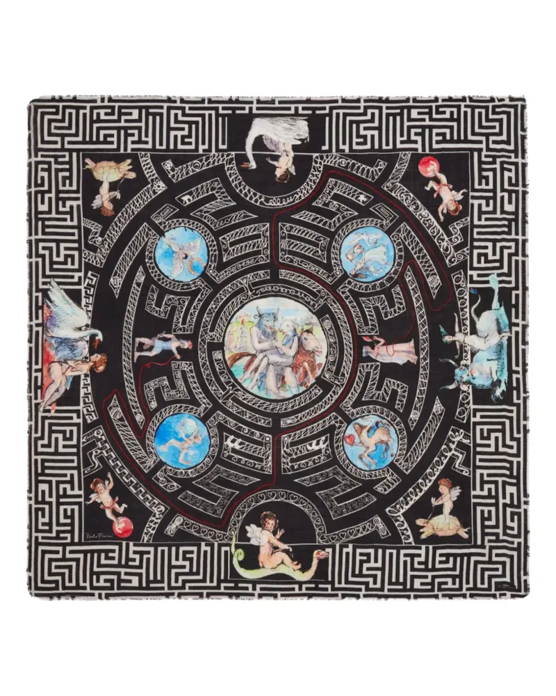 Faliero Sarti x Paolo Fiumi Labirinto Schal mit Print - Schwarz Schwarz