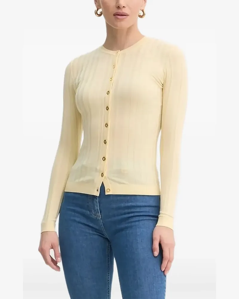 Elisabetta Franchi Gerippter Cardigan mit Knopf - Gelb Gelb