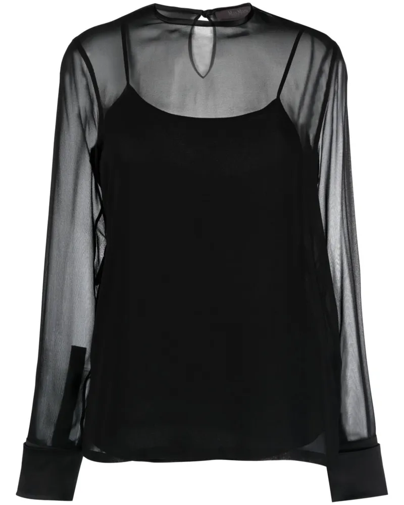 Max Mara Drapierte Chiffonbluse Schwarz