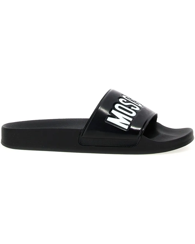Moschino Pantoletten mit Logo-Print - Schwarz Schwarz
