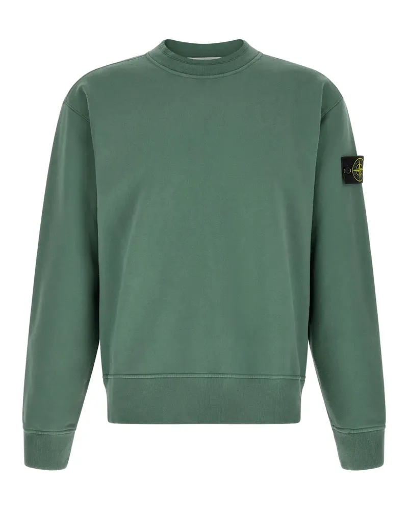 Stone Island 6100022 brushed organic-cotton fleece oversized-fit crew-neck sweatshirt with ribbed trims - Grün Grün