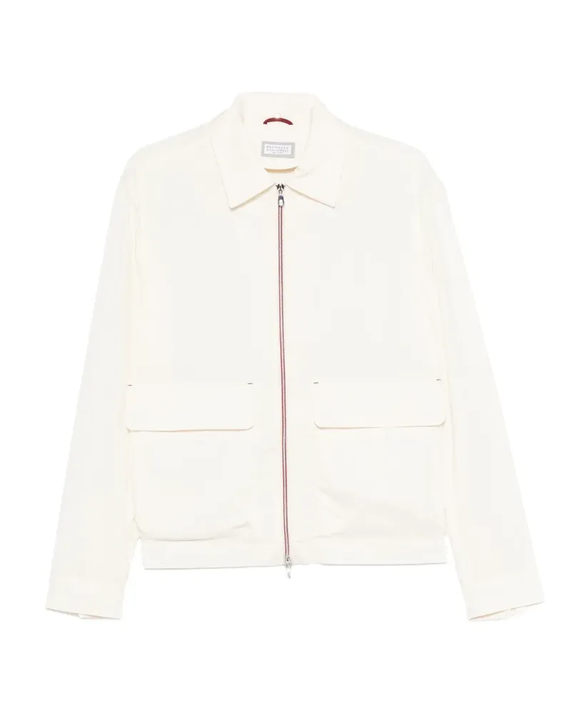 Brunello Cucinelli flap-pocket zip jacket - Nude Nude