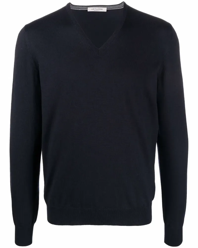 La Fileria Pullover mit V-Ausschnitt - Blau Blau