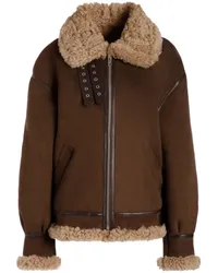 Bally Lederjacke mit Besatz aus Shearling Braun