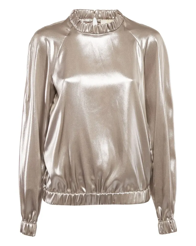 Sara Battaglia Klassische Metallic-Bluse - Weiß Weiß