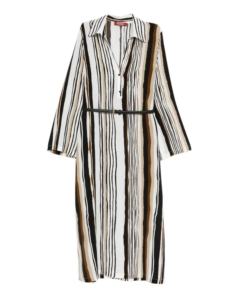 Max Mara Gestreiftes Kleid mit Gürtel - Nude Nude