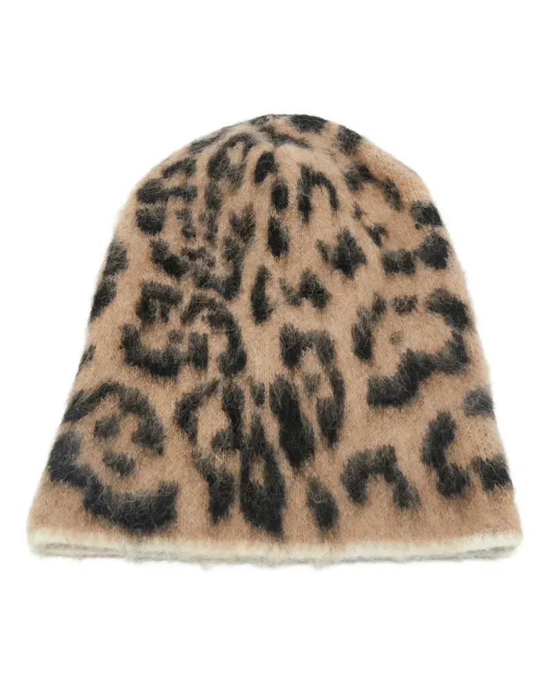 Laneus leopard-pattern beanie hat - Nude Nude
