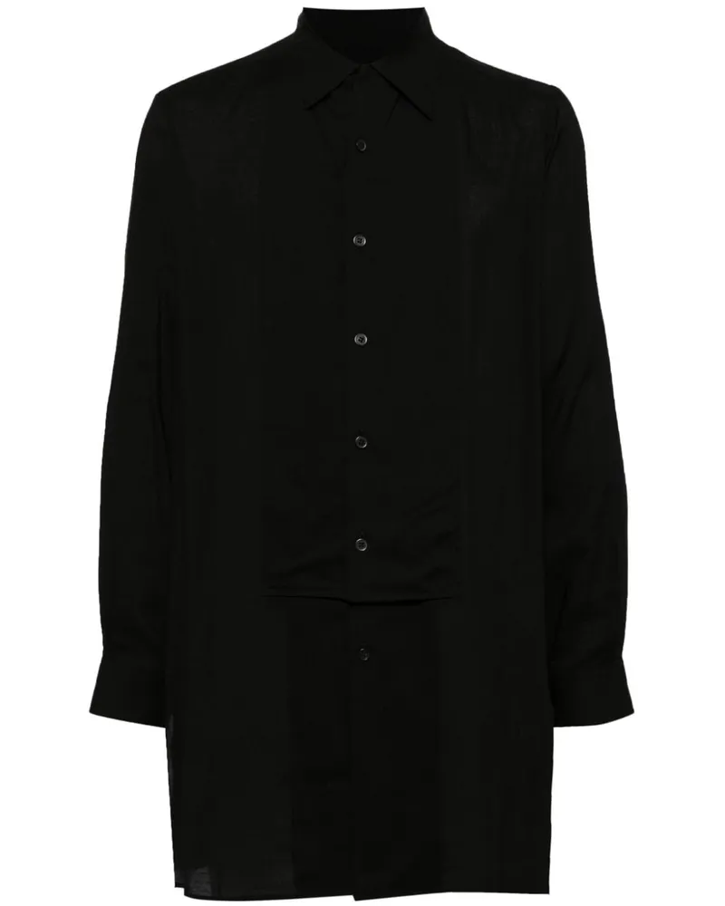 Yohji Yamamoto Hemd mit doppelter Knopfleiste - Schwarz Schwarz