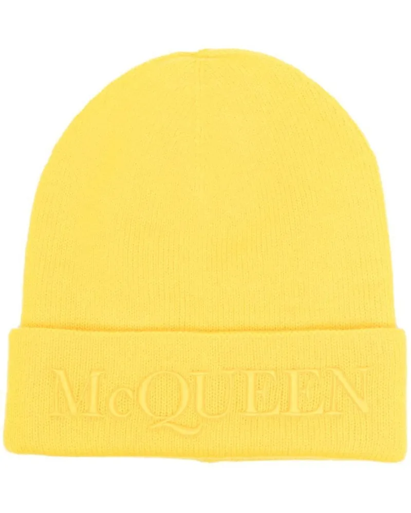 Alexander McQueen Kaschmirmütze mit Logo-Stickerei - Gelb Gelb