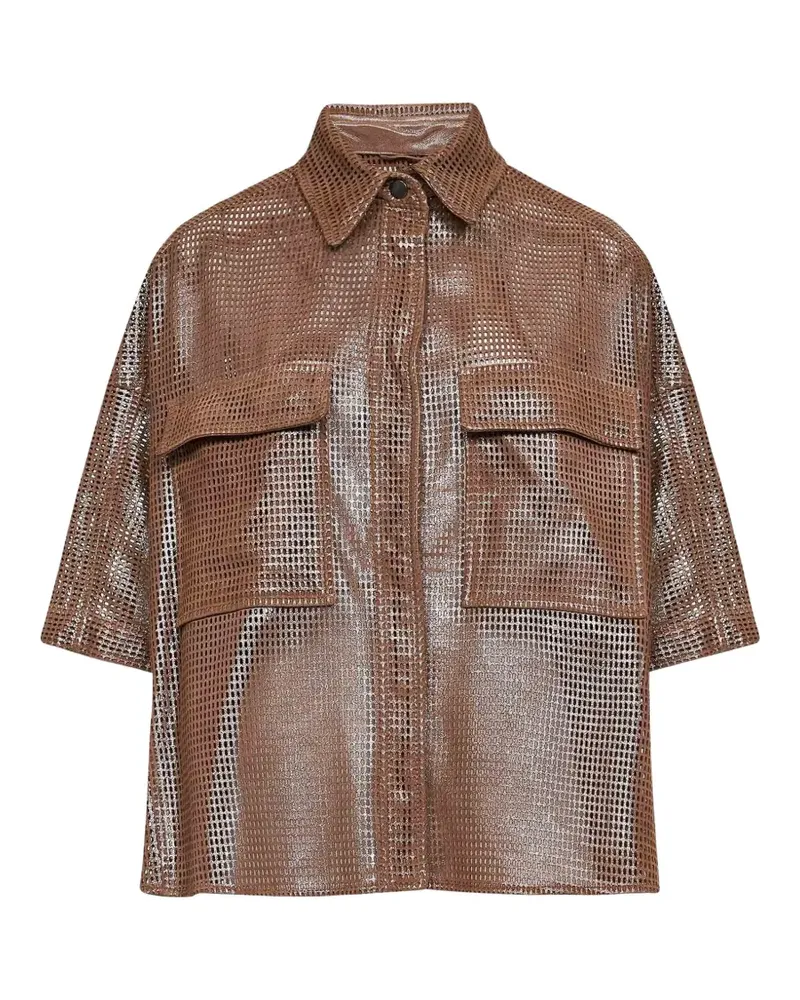 Brunello Cucinelli metallic net leather shirt - Braun Braun