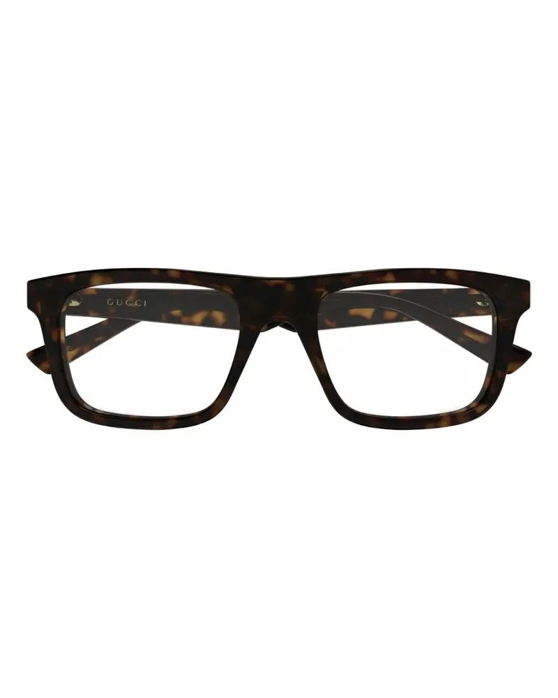 Gucci tortoiseshell-effect rectangle-frame glasses - Braun Braun