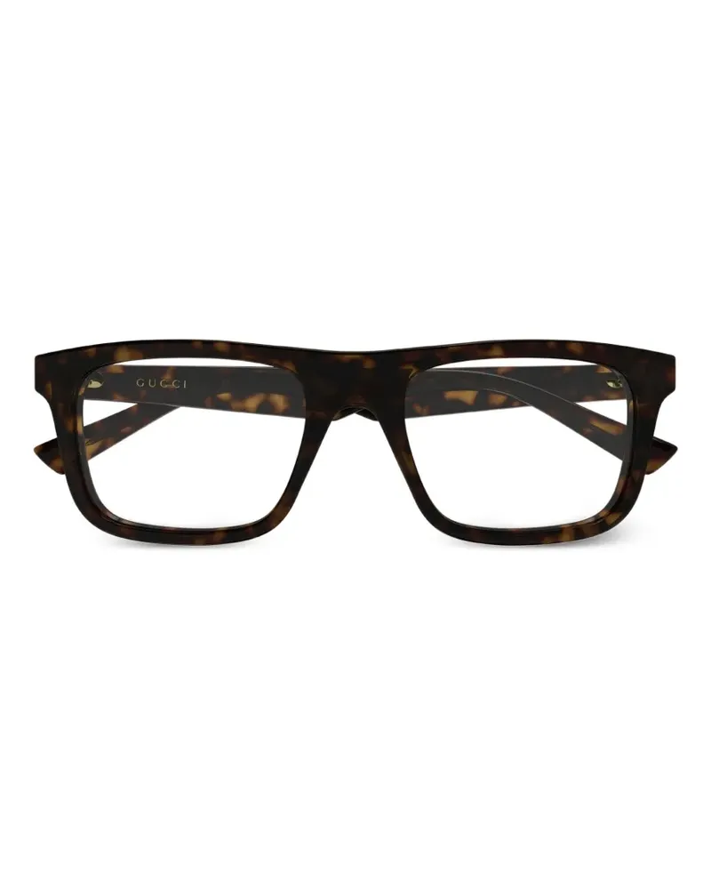 Gucci tortoiseshell-effect rectangle-frame glasses - Braun Braun