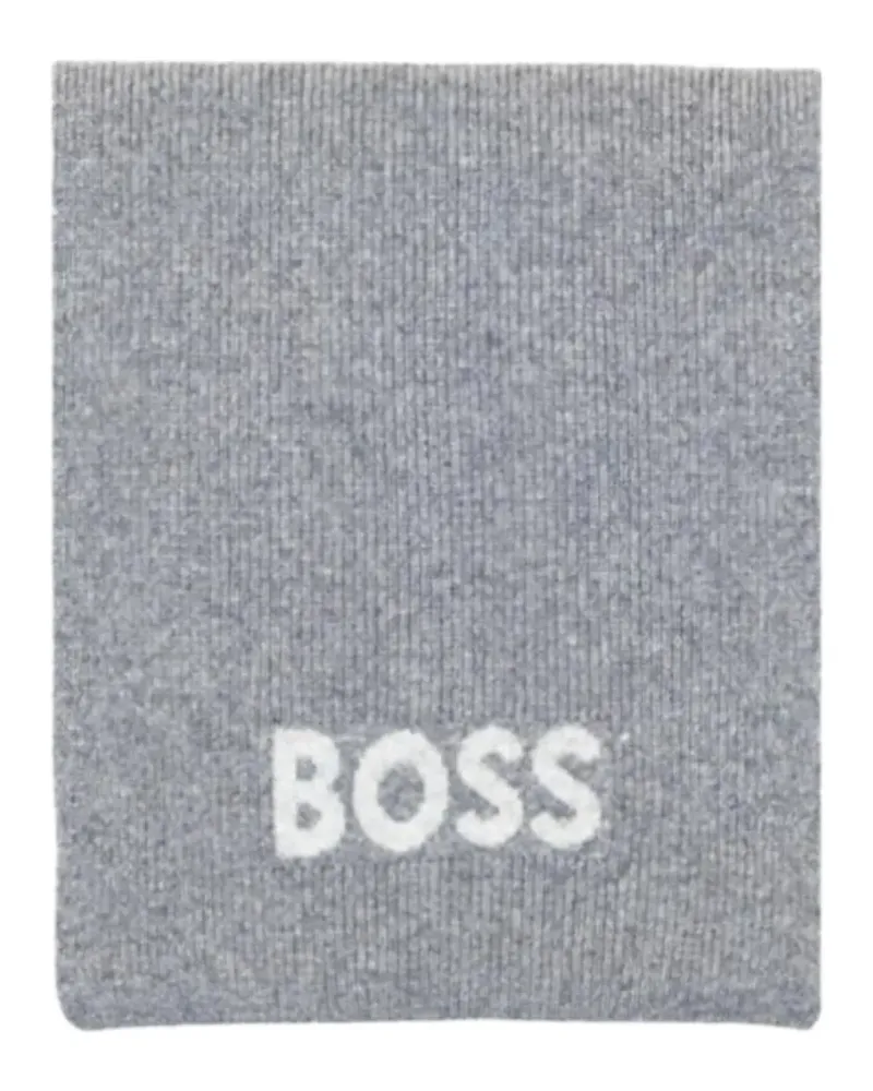 HUGO BOSS Gerippter Schal mit Logo - Grau Grau