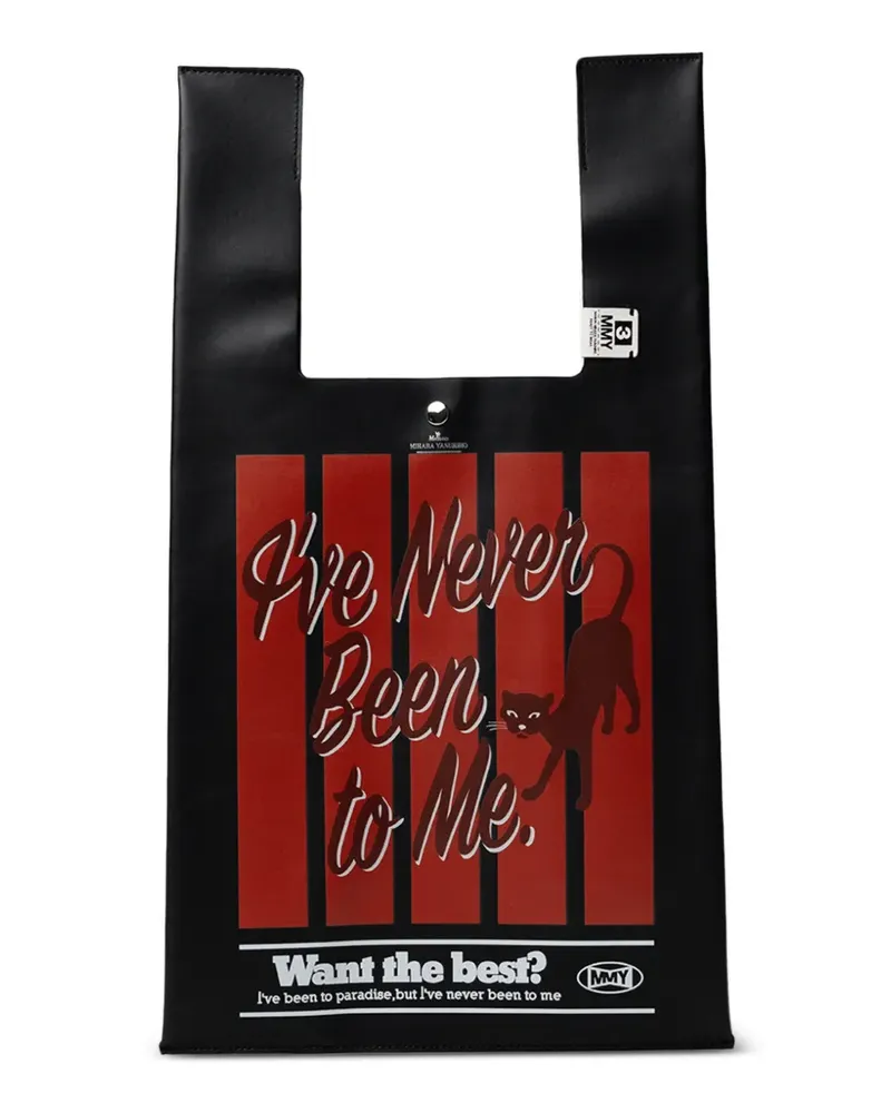 MIHARAYASUHIRO cat-print leather tote bag - Schwarz Schwarz