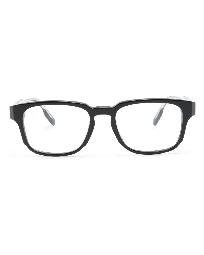 Ermenegildo Zegna Eckige Brille mit Logo-Schild - Schwarz Schwarz