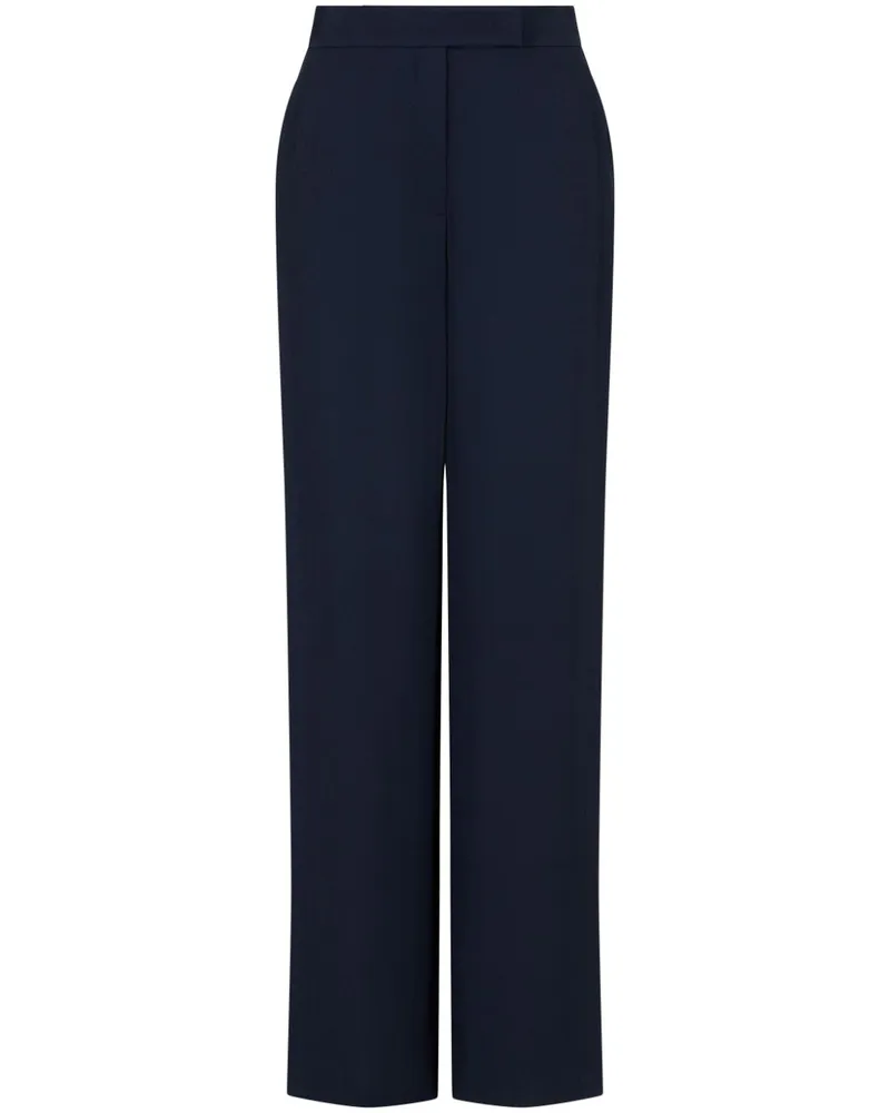 Emporio Armani Fein gerippte High-Waist-Hose - Blau Blau