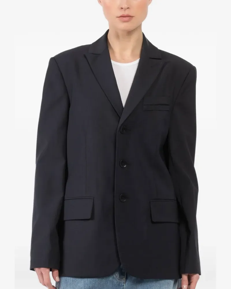 tibi button-fastening single-breasted blazer - Blau Blau