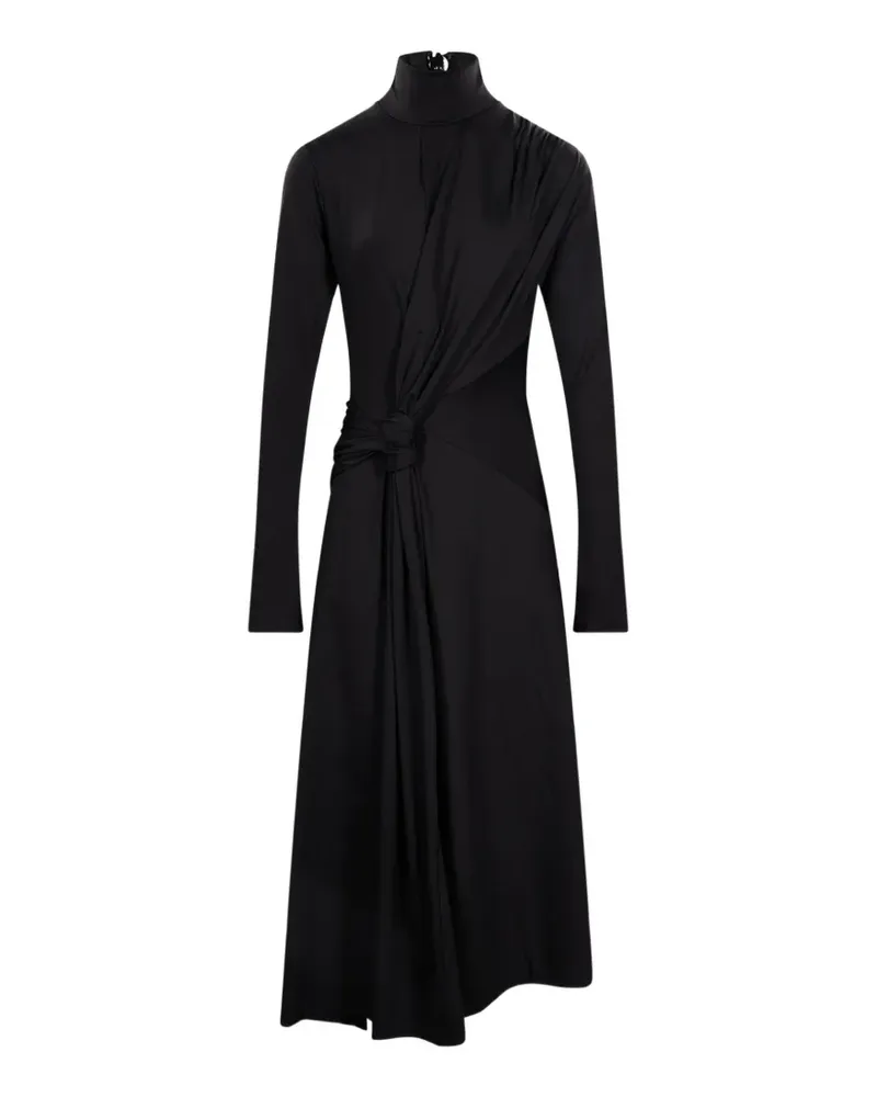 Victoria Beckham knot-detail gathered-finish midi dress - Schwarz Schwarz
