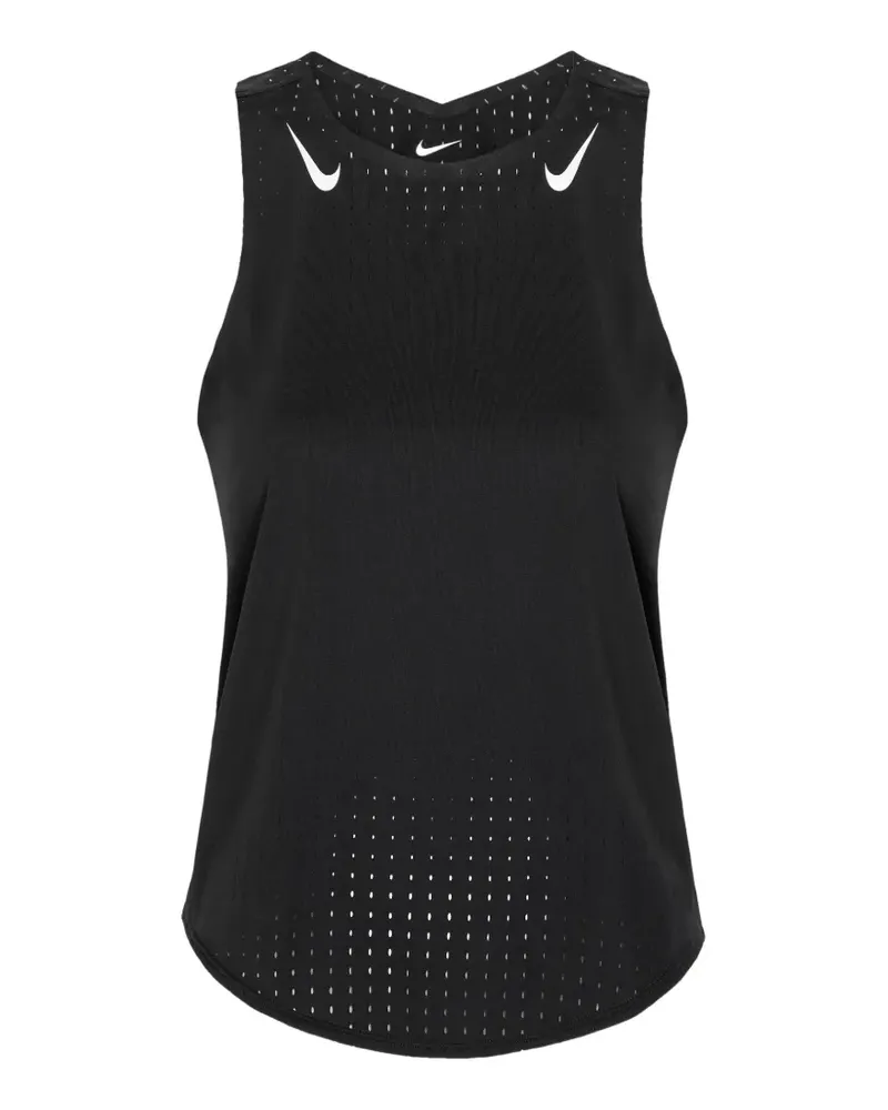 Nike Swoosh-print perforated tank top - Schwarz Schwarz