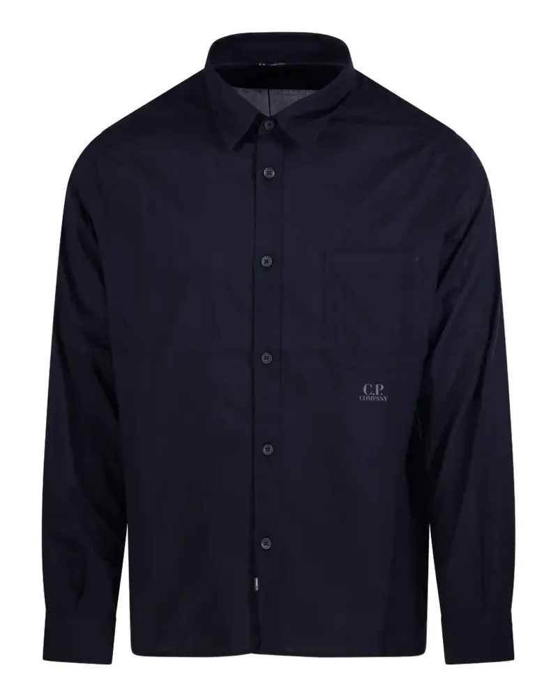 C.P. Company logo-print chest-pocket shirt - Blau Blau