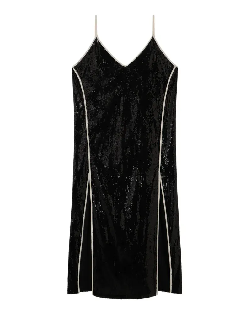 Palm Angels Pailletten-Minikleid mit Schlitz - Schwarz Schwarz