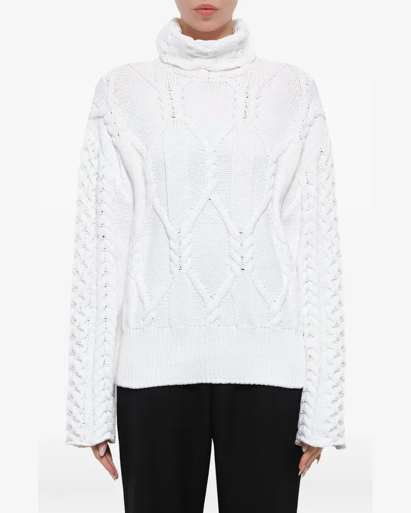 JUUN.J Rollkragenpullover mit Zopfmuster - Weiß Weiß