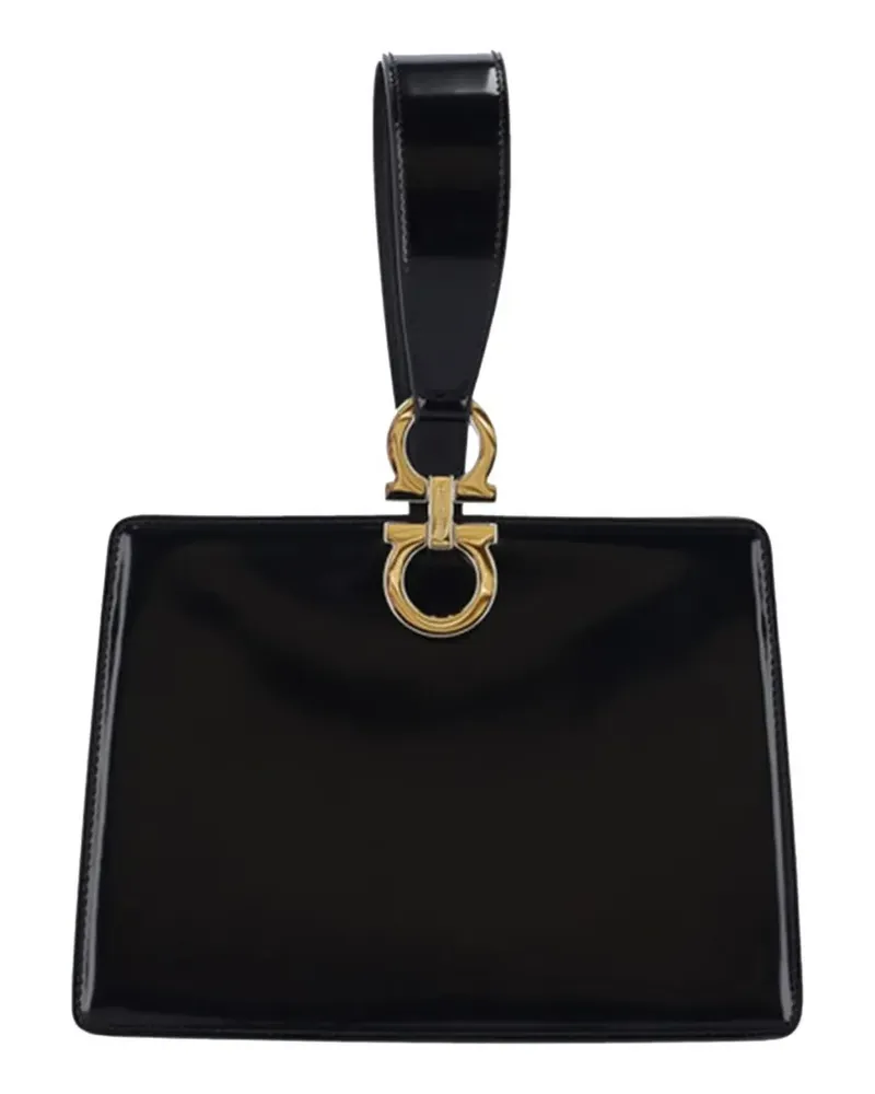 Ferragamo double Gancini leather clutch bag - Schwarz Schwarz