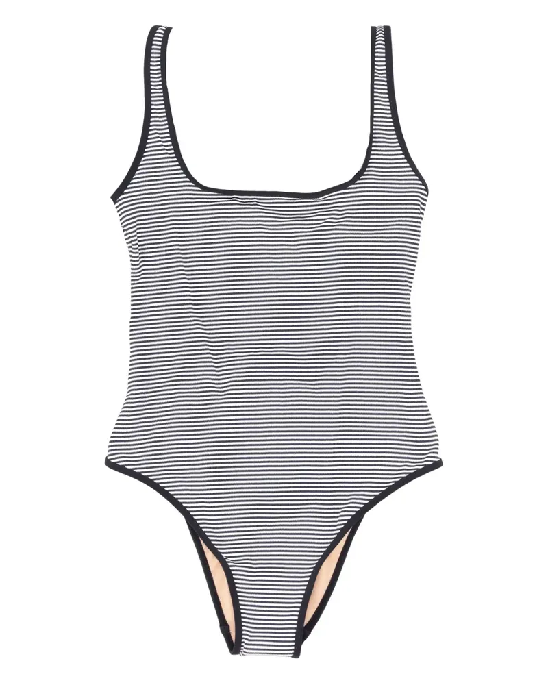 LIDO Gestreifter Badeanzug mit eckigem Ausschnitt - Weiß Weiß