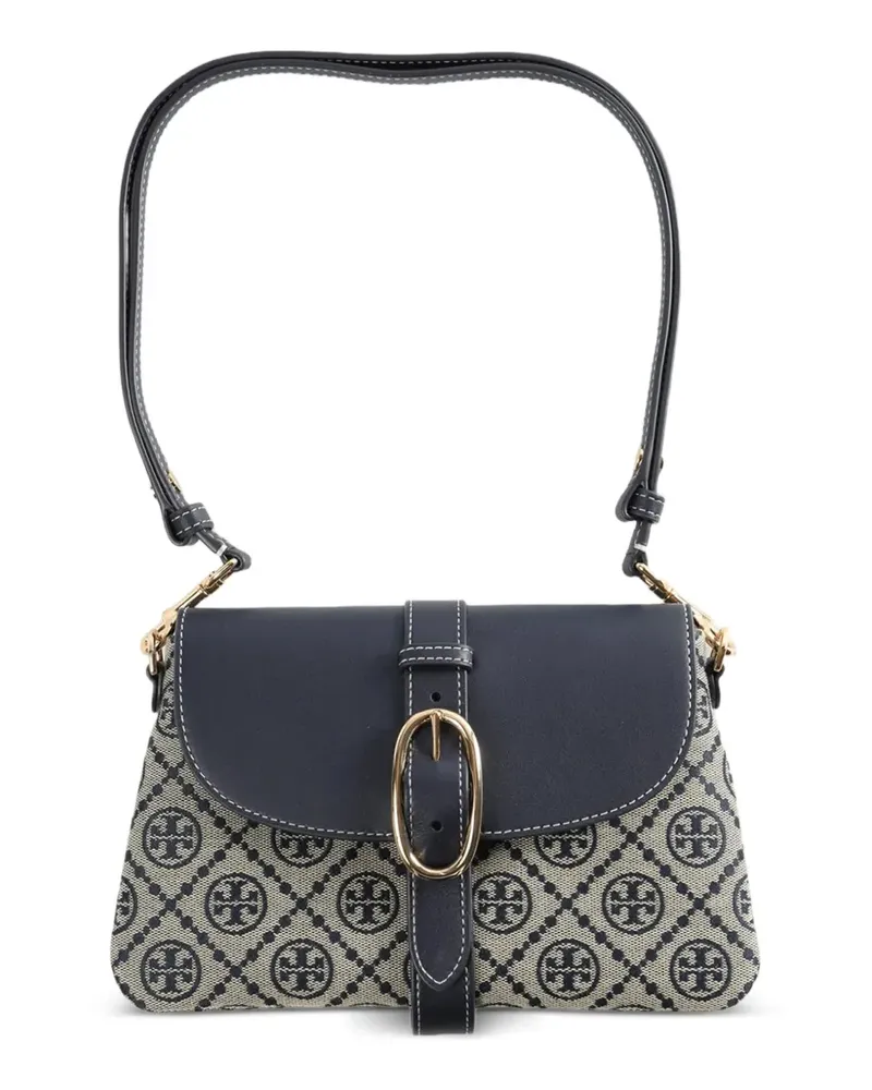 Tory Burch Kleine Schultertasche mit T Monogram-Schnallenverschluss - Nude Nude