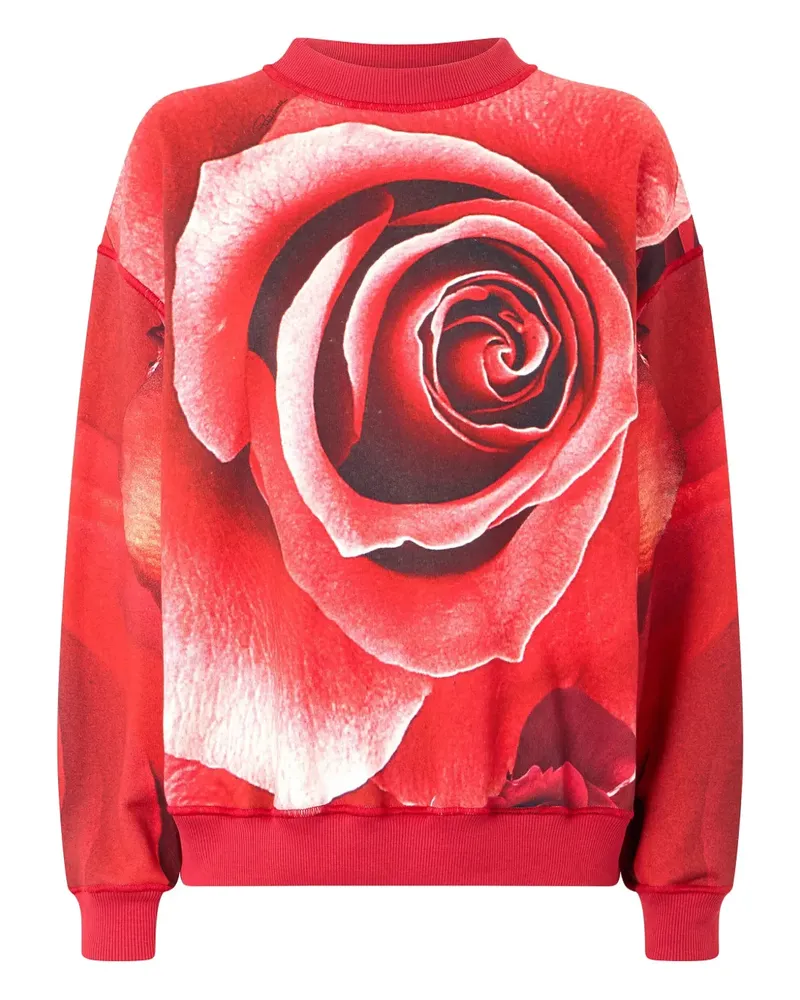 Roberto Cavalli Sweatshirt mit Rosen-Print - Rot Rot