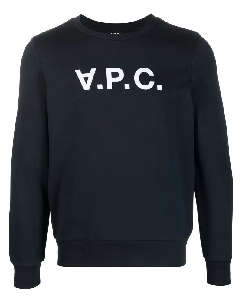 A.P.C. Sweatshirt mit geflocktem Logo - Blau Blau