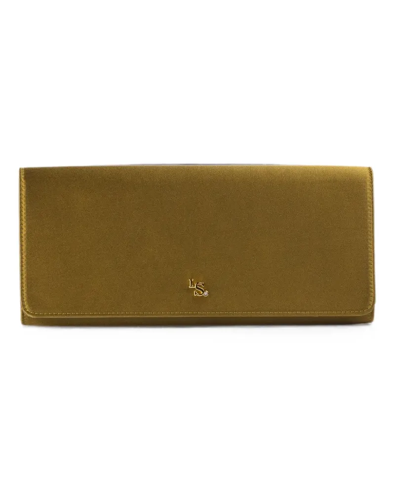Le Silla Clutch aus Satin mit Logo-Schild - Grün Grün