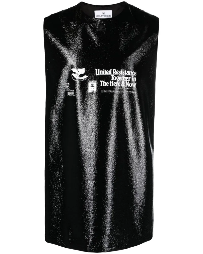 Courrèges Weste in Glanzoptik mit Resistance-Print - Schwarz Schwarz