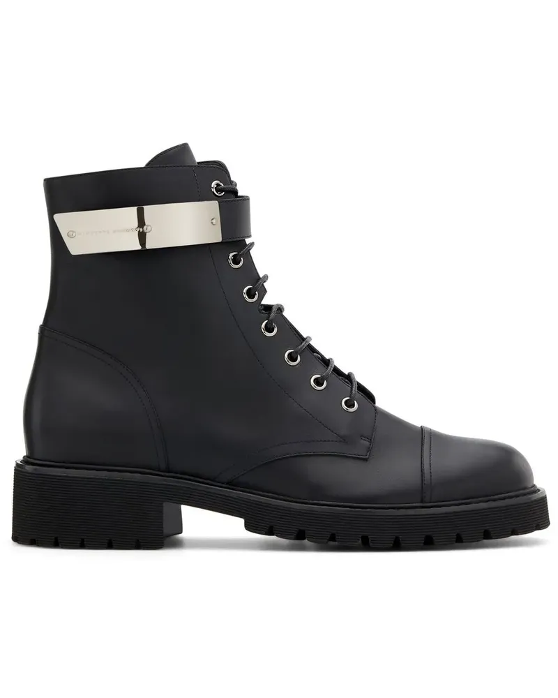 Giuseppe Zanotti Austin Bikerstiefel mit Logo-Schild - Schwarz Schwarz