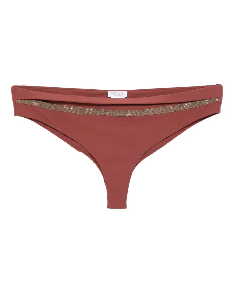 Brunello Cucinelli cocoa embellished bikini bottoms - Braun Braun