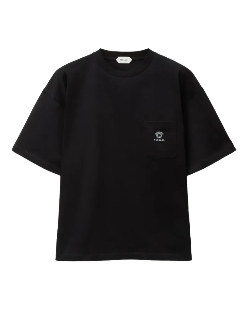 Versace T-Shirt mit Medusa-Kopf-Patch - Schwarz Schwarz